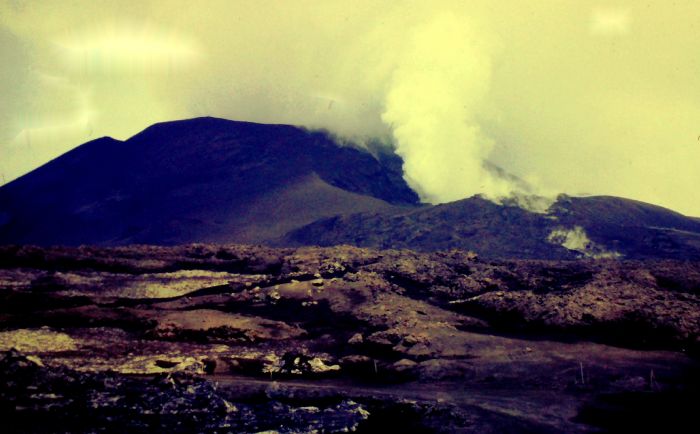 Mount Etna has erupted - column of ash rises into the sky