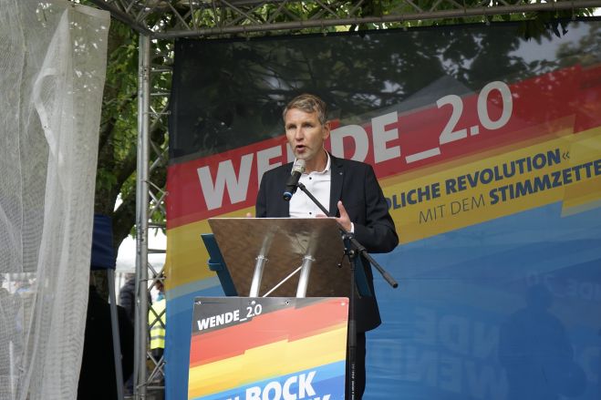 Cover photo: Höcke at a rally for the 2019 state election PantheraLeo1359531 – Own work